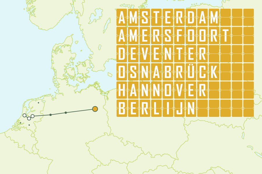 Directe treinroute Amsterdam, Amersfoort of Deventer naarBerlijn