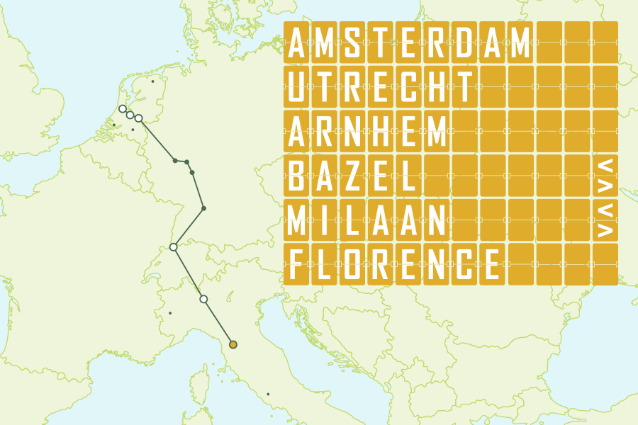 Treinroute Amsterdam, Utrecht of Arnhem naar Florence via Bazel en Milaan